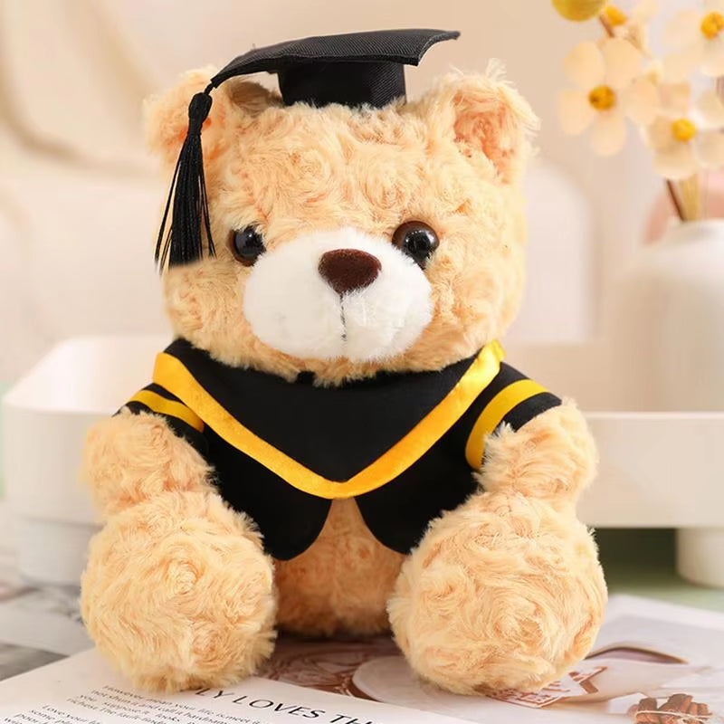 Graduation Bear Stuffed Animal 23Cm Graduation Stuffed Bear Toy in Gown Hat Soft Fluffy Friend Hugging Toy 2024 Graduation Plush