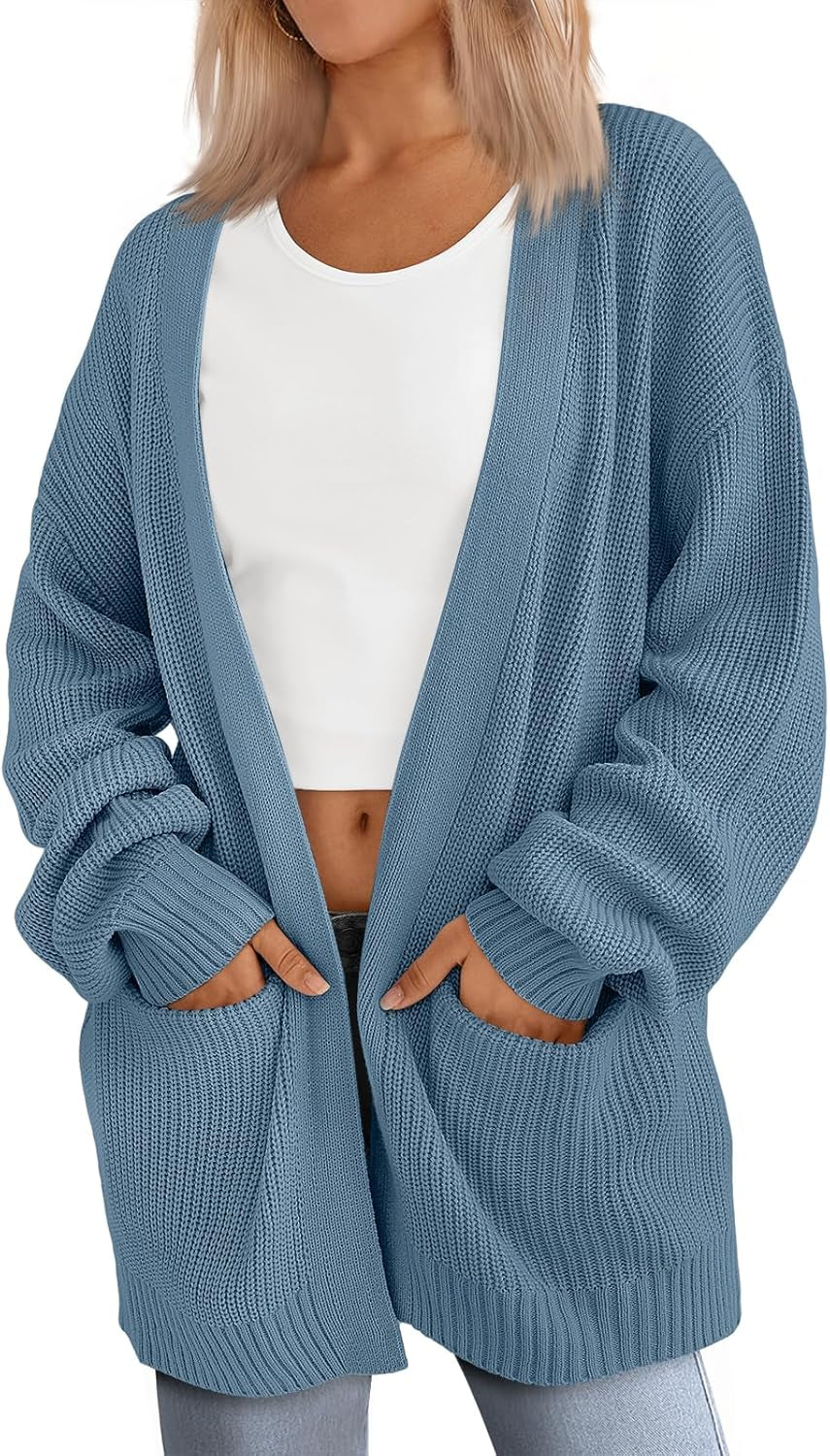 Womens Oversized Cardigans Soft Knit Cardigan Sweater with Pockets