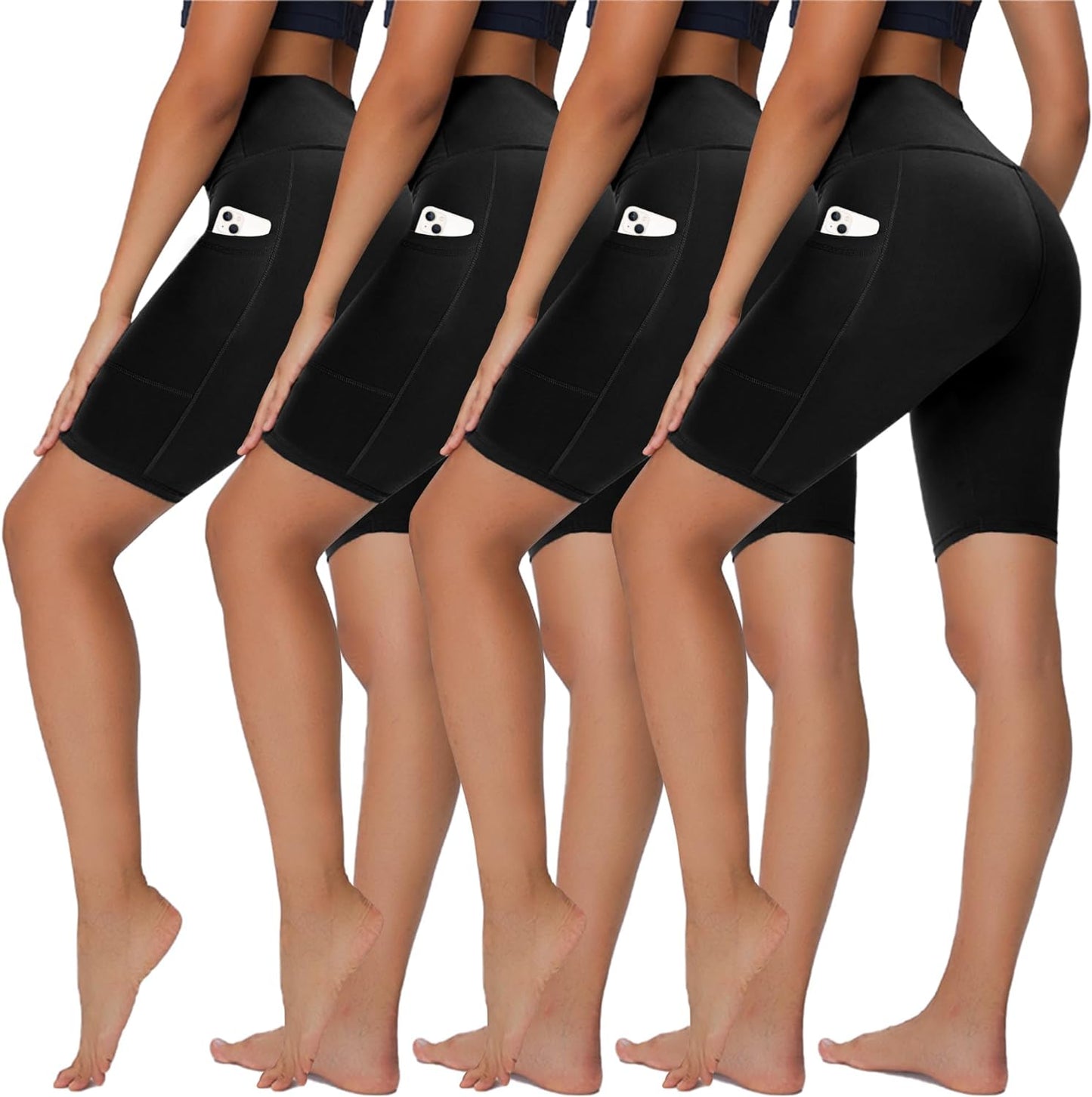 4 Pack Biker Shorts for Women - 5”/8” High Waist Tummy Control Summer Workout Shorts for Running Yoga Athletic