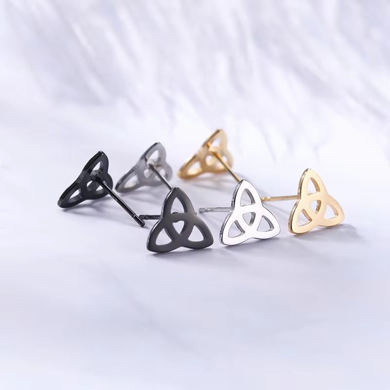 Witch Knot Stud Earrings for Woman Fashion Minimalist Celtic Knot Stainless Steel Earrings Amulet Jewelry Gift Wholesale