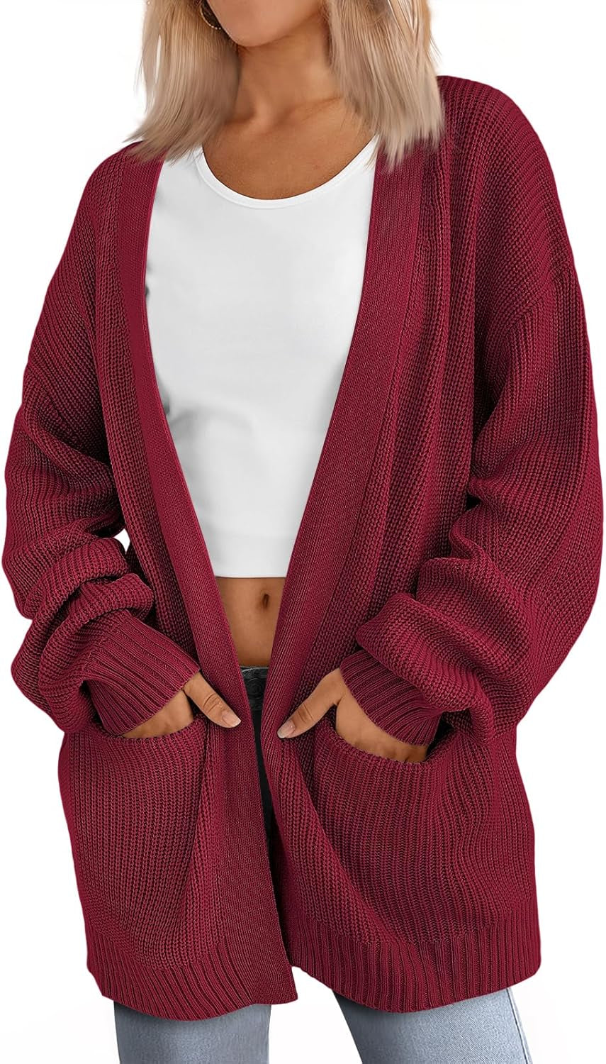 Womens Oversized Cardigans Soft Knit Cardigan Sweater with Pockets