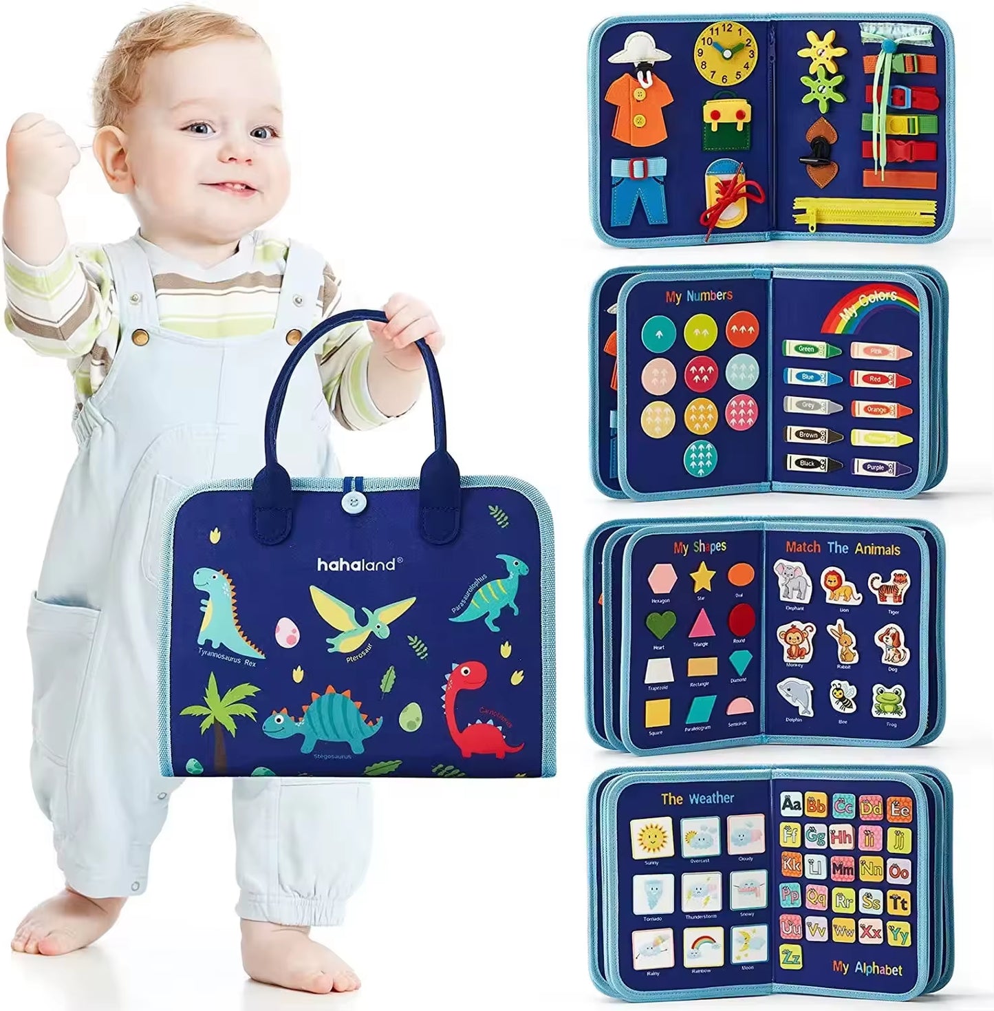 2024 New Busy Board Sensory Montessori Travel Educational Toy Gift for Toddler, Baby, Kids, Boys, Girls ,Unicorn Busy Book