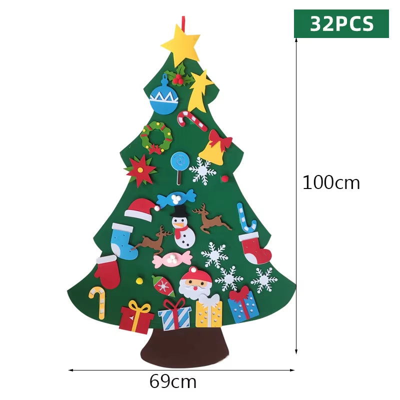 DIY Felt Christmas Tree Merry Christmas Decorations for Home 2024 New Year Xmas Tree Toddlers Busy Board Kids Montessori Toys