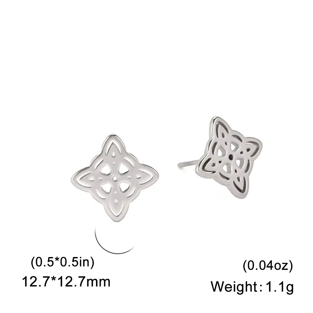 Witch Knot Stud Earrings for Woman Fashion Minimalist Celtic Knot Stainless Steel Earrings Amulet Jewelry Gift Wholesale