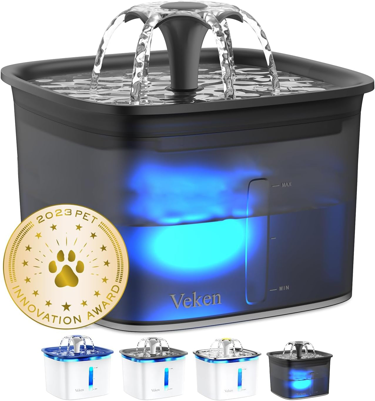 95Oz/2.8L Pet Fountain, Automatic Cat Water Fountain Dog Water Dispenser with Replacement Filters for Cats, Dogs, Multiple Pets (Blue, Plastic)