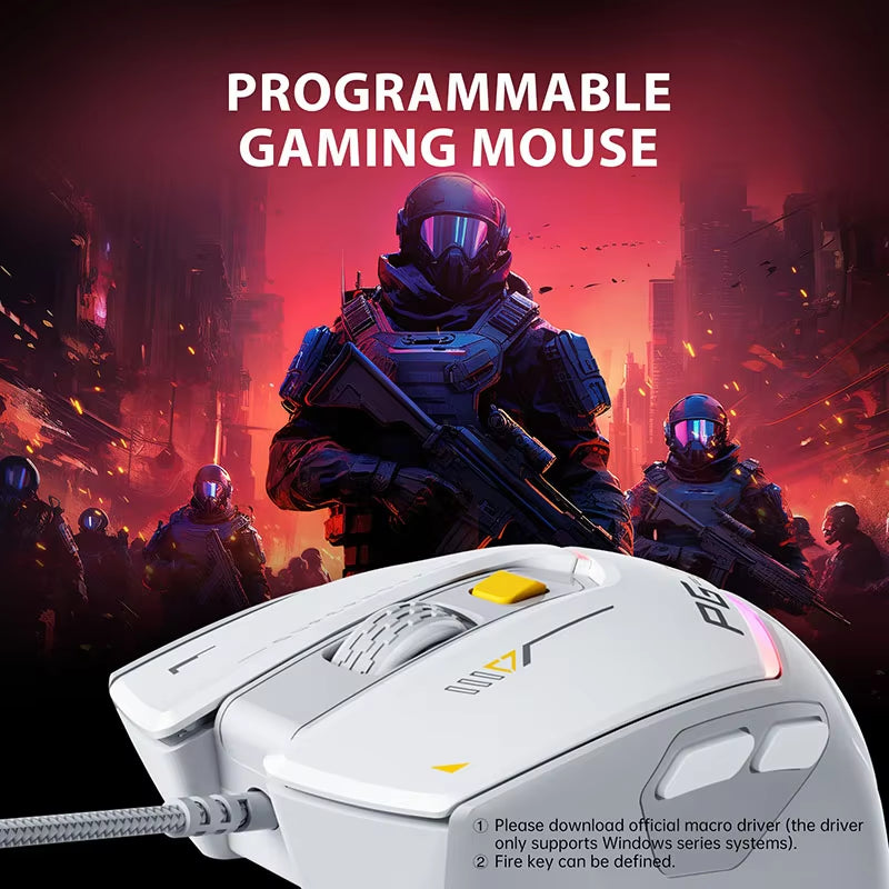 PG1 Wired Gaming Mouse Ergonomic E-Sports Macro Programming RGB Competitive Peripheral [Hardware Macro +1000 Return Rate]