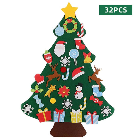 DIY Felt Christmas Tree Merry Christmas Decorations for Home 2024 New Year Xmas Tree Toddlers Busy Board Kids Montessori Toys