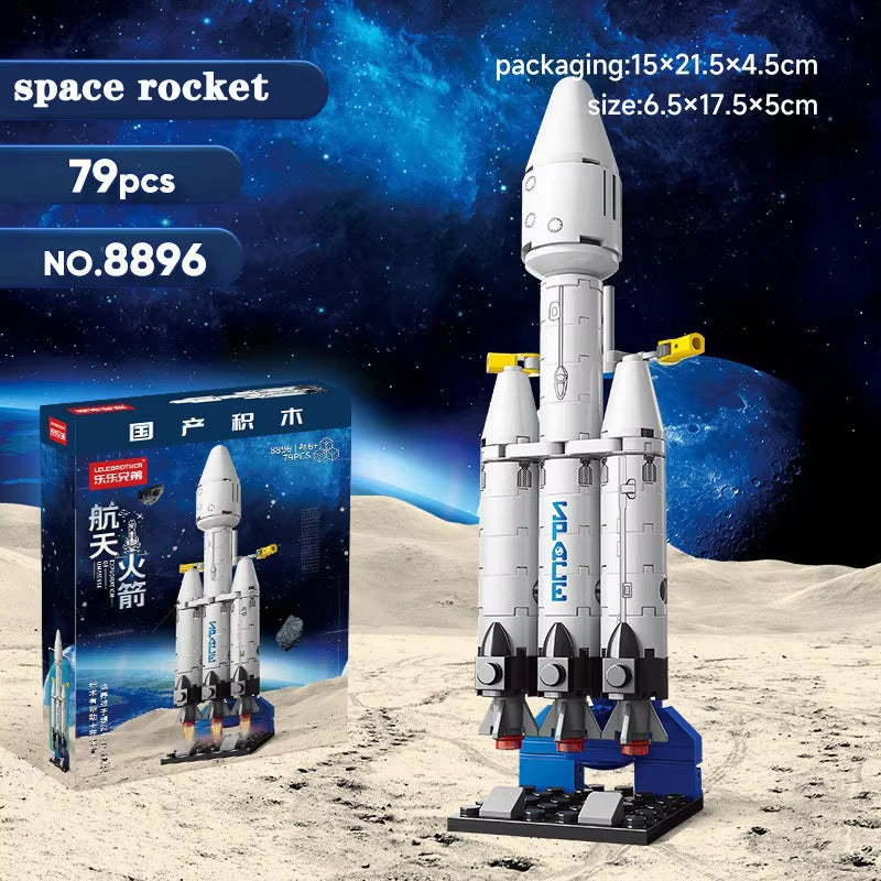 2024 Aerospace Building Block Kit Aviation Rocket Space Shuttle Spaceship Spacestation Satellite Astronaut Model Bricks Toy Gift