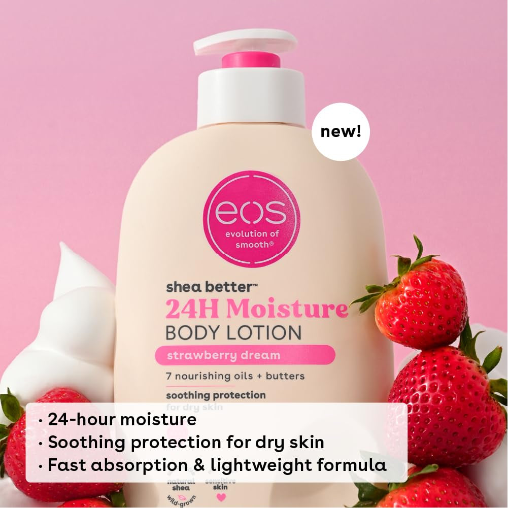 Shea Better Body Lotion- Strawberry Dream, 24-Hour Moisture Skin Care, Lightweight & Non-Greasy, Made with Natural Shea, Vegan, 16 Fl Oz