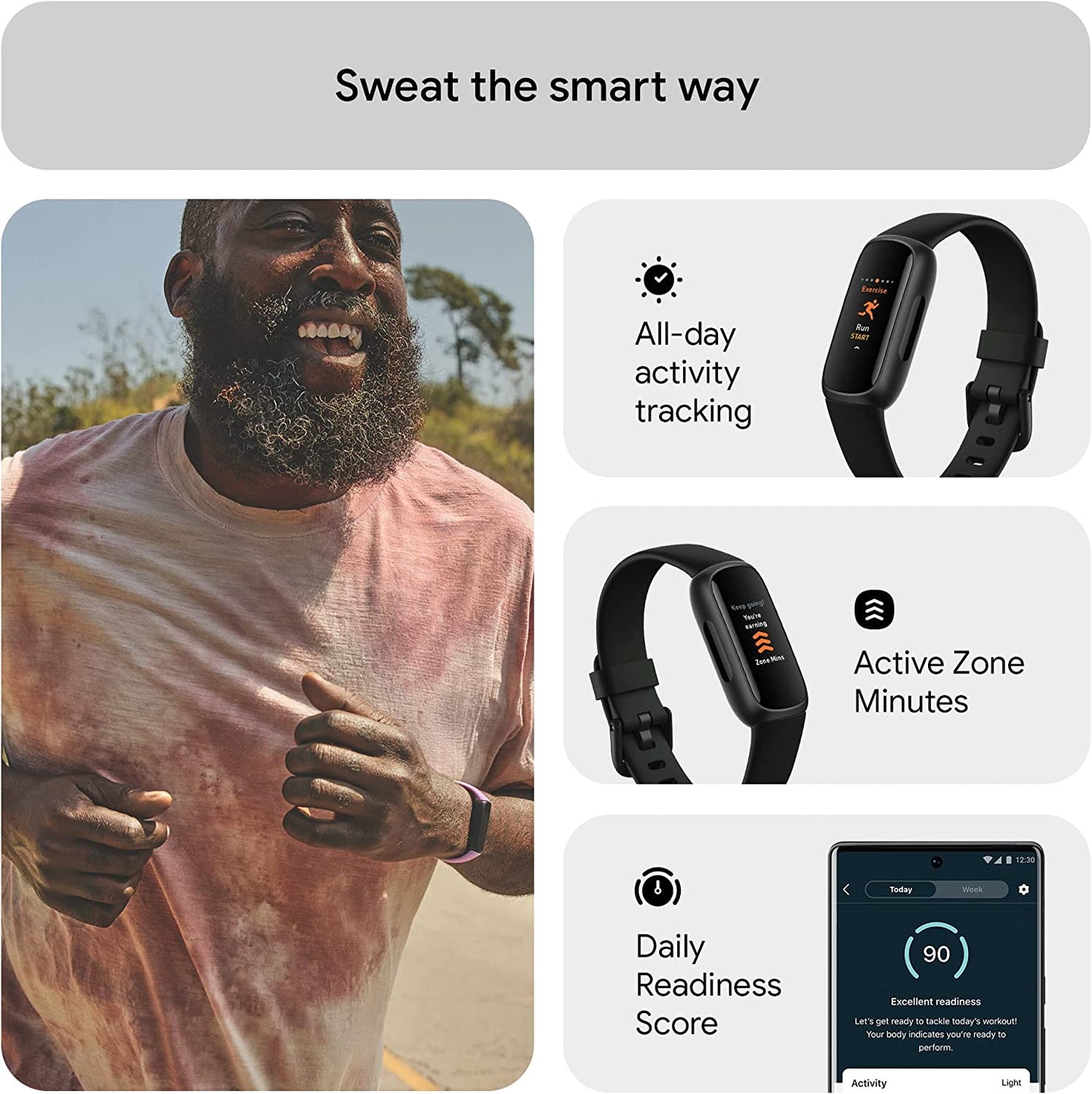 Inspire 3 Health &-Fitness-Tracker with Stress Management, Workout Intensity, Sleep Tracking, 24/7 Heart Rate and More, Midnight Zen/Black One Size (S & L Bands Included)