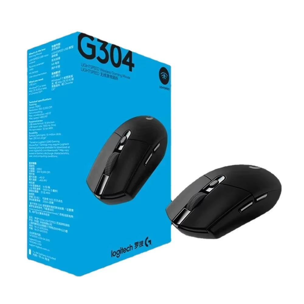 G304 Computer Gaming 2.4G Wireless Mouse Ergonomic Mouse HERO Engine 12000DPI for LOL PUBG Fortnite Overwatch Bluetooth