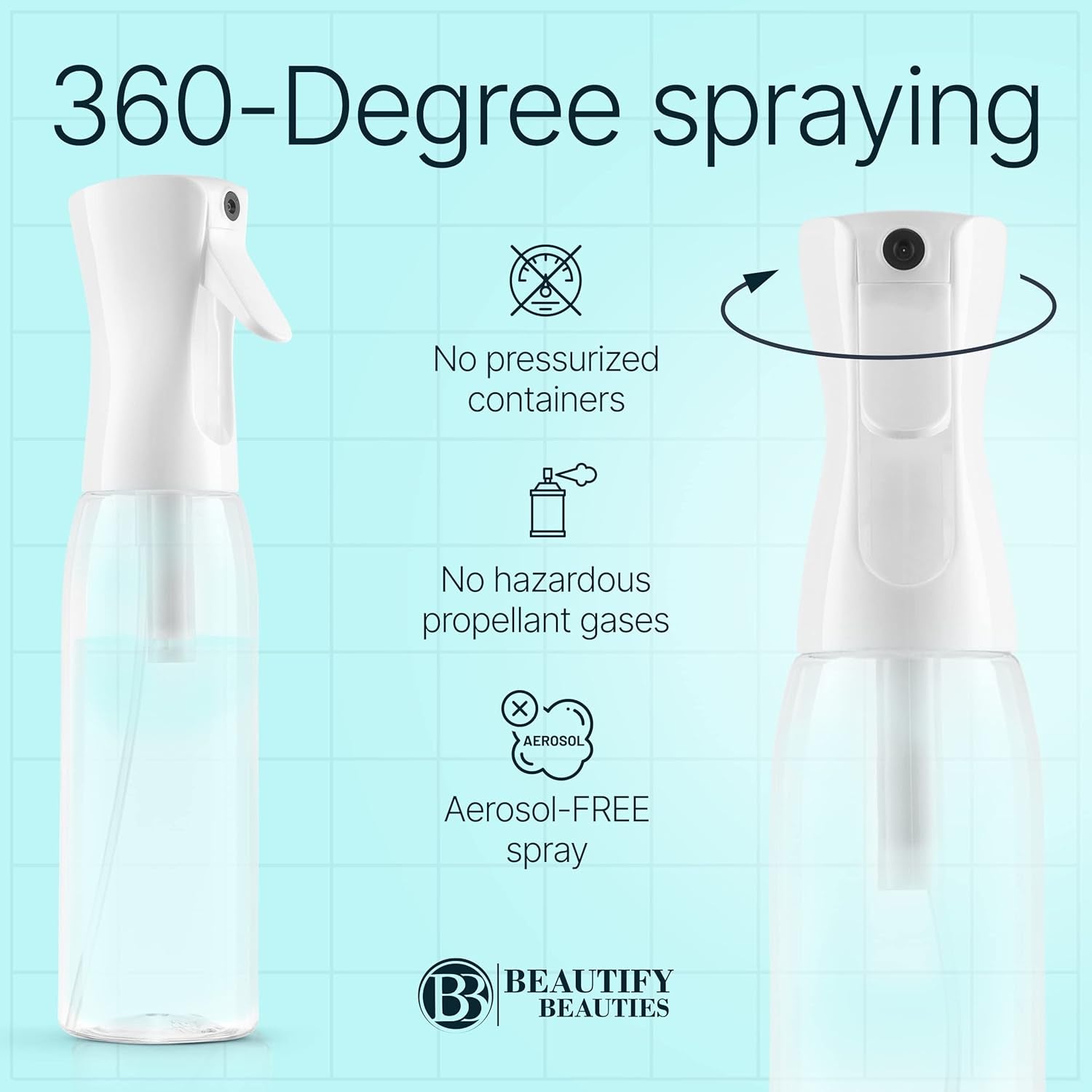 Hair Spray Bottle – Ultra Fine Continuous Water Mister for Hairstyling, Cleaning, Plants, Misting & Skin Care (Black, 10.1)