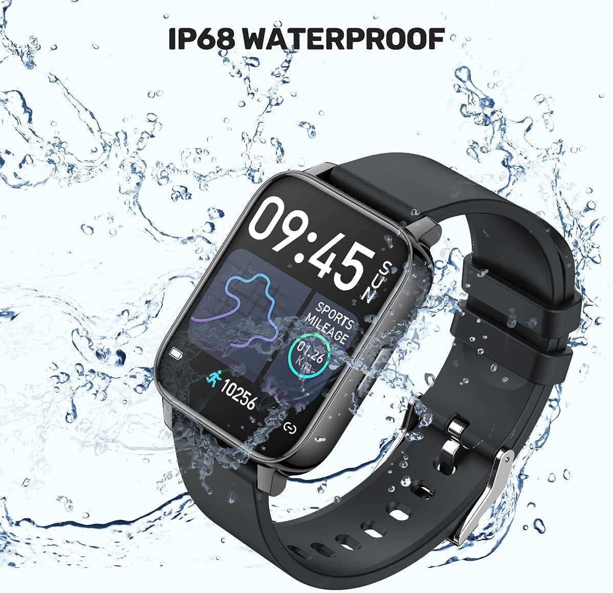 Smart Watch for Android Ios Phones, 1.69" Touch Screen Smartwatch for Men, Fitness Tracker Watch with Heart Rate Blood Pressure Monitor, Pedometer Running Watch, IP68 Waterproof Bluetooth Watch