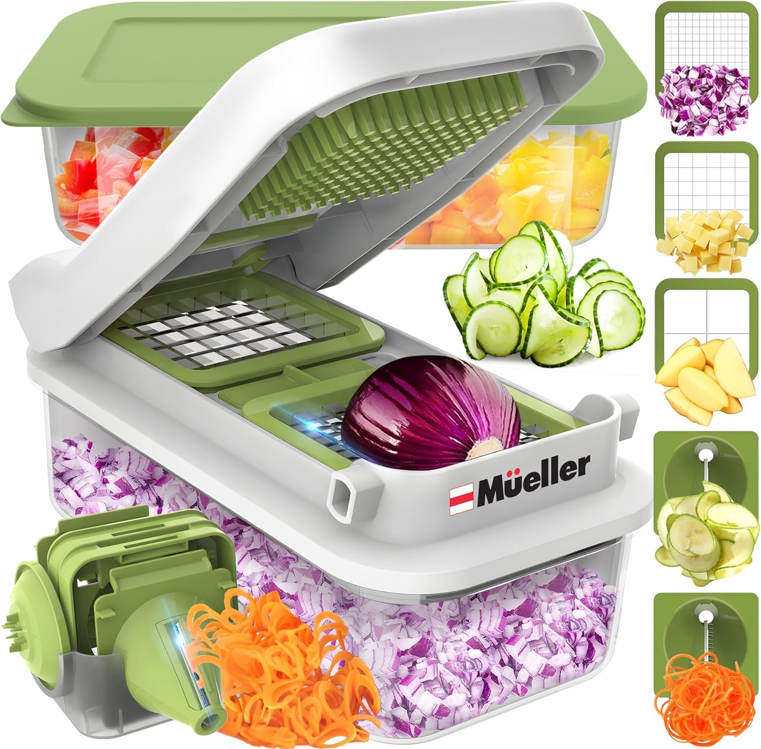 Pro-Series 10-In-1, 8 Blade Vegetable Chopper, Onion Mincer, Cutter, Dicer, Egg Slicer with Container, French Fry Cutter, Potato Slicer, Home Essentials & Kitchen Gadgets, Salad Chopper