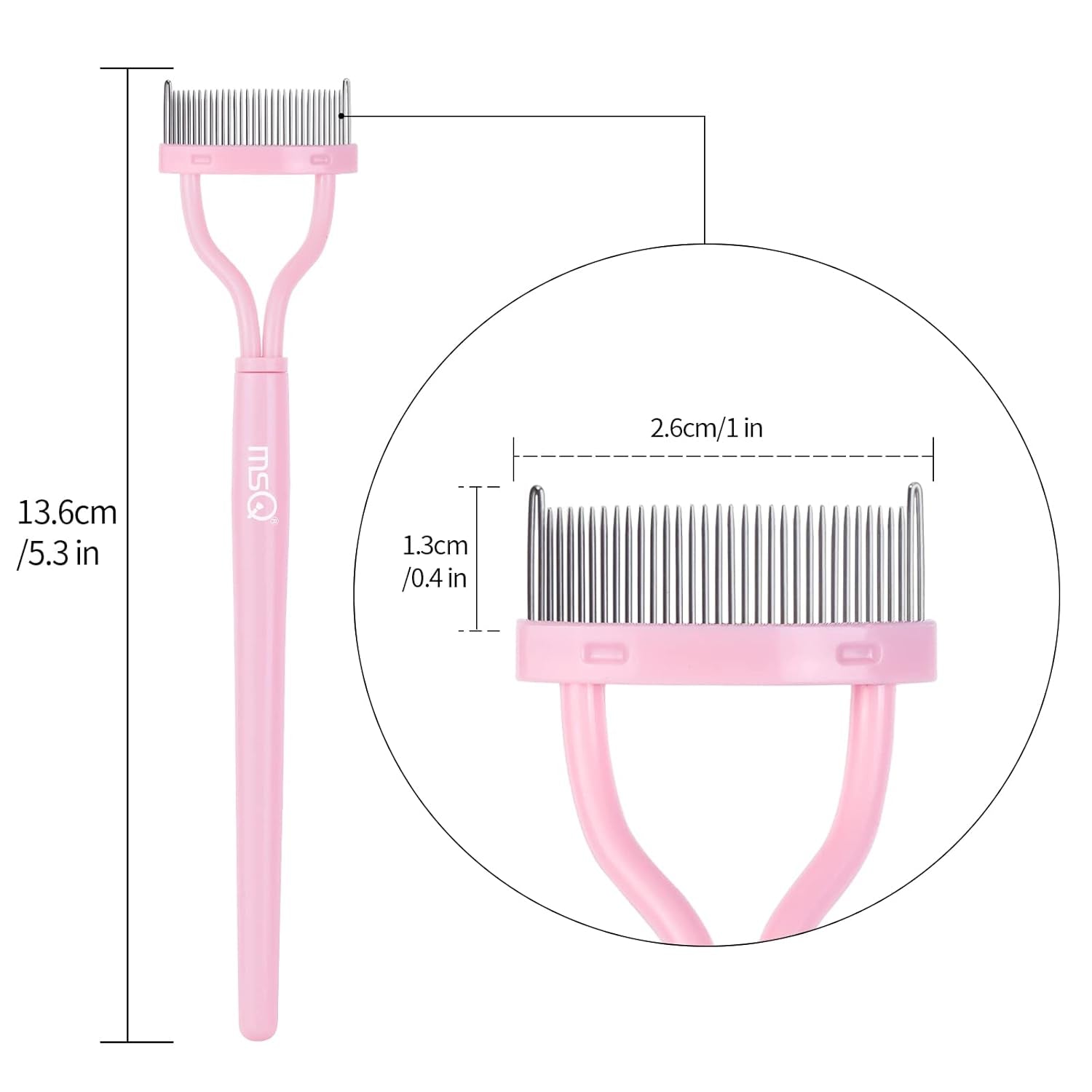 Eyelash Comb Separator  Eyelash Mascara Brush and Comb Lash Separator with Comb Cover Arc Designed Cosmetic Brushes Tool Pink (1PCS)