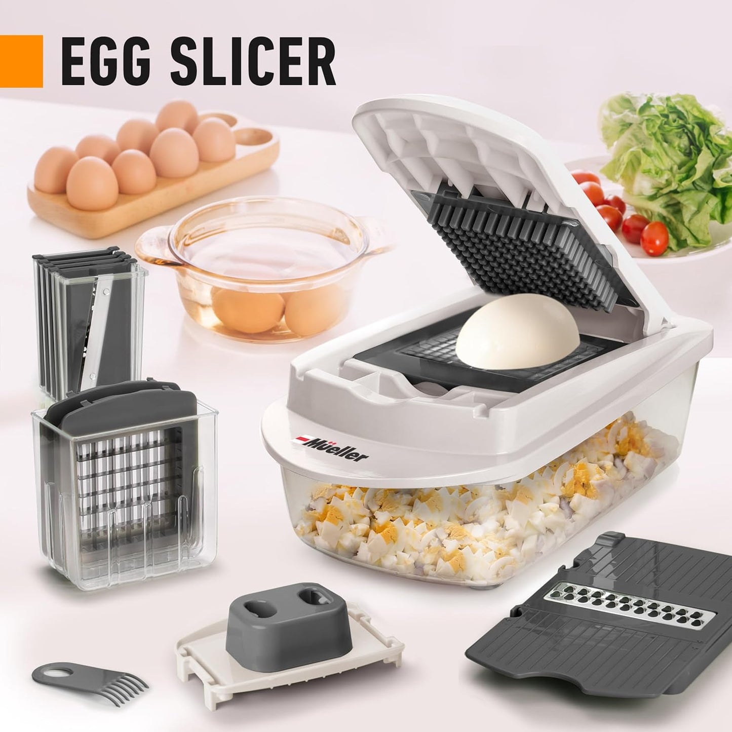 Pro-Series 10-In-1, 8 Blade Vegetable Chopper, Onion Mincer, Cutter, Dicer, Egg Slicer with Container, French Fry Cutter, Potato Slicer, Home Essentials & Kitchen Gadgets, Salad Chopper