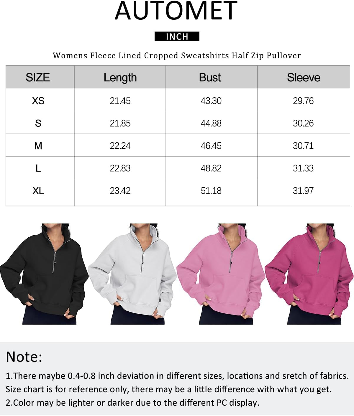 Womens Sweatshirts Half Zip Cropped Pullover Fleece Quarter Zipper Hoodies Fall Outfits Clothes Thumb Hole