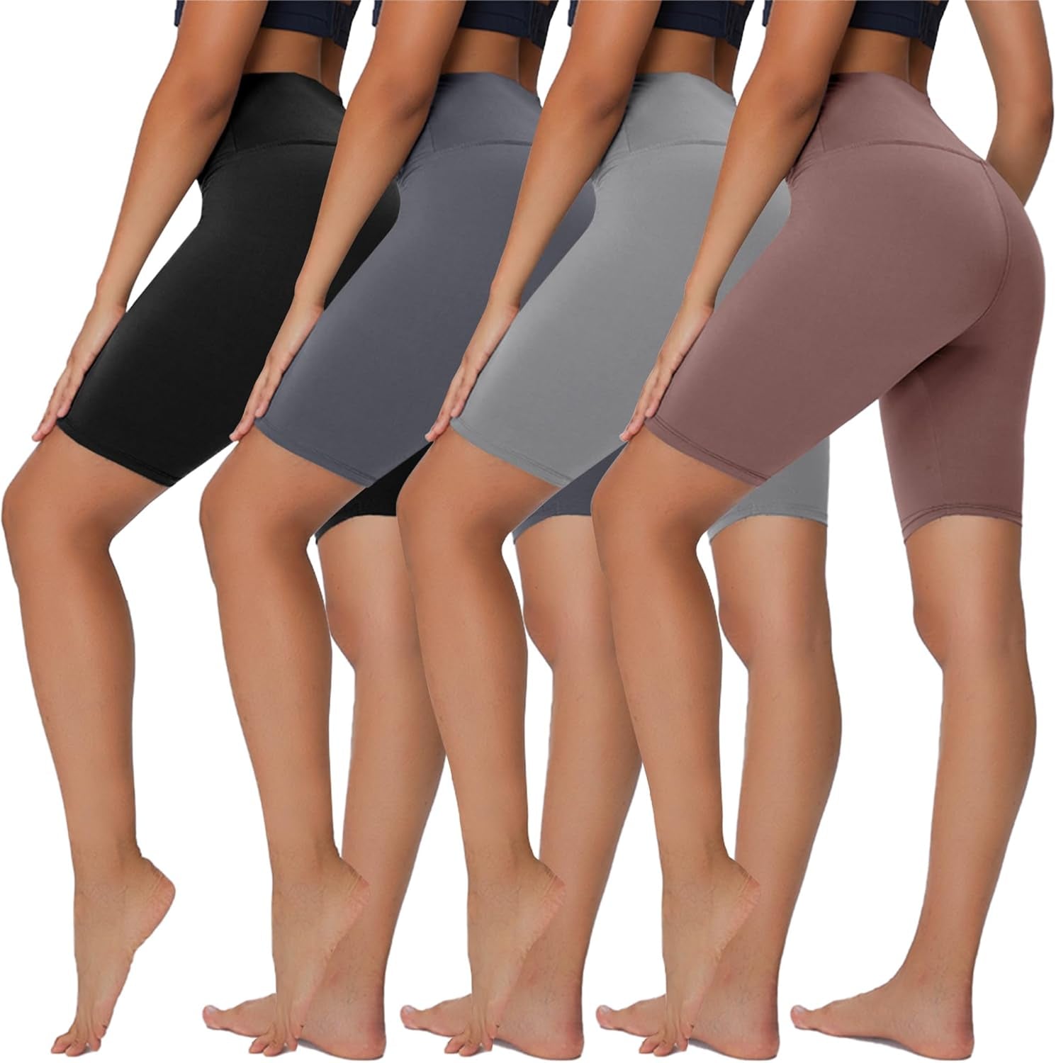 4 Pack Biker Shorts for Women - 5”/8” High Waist Tummy Control Summer Workout Shorts for Running Yoga Athletic