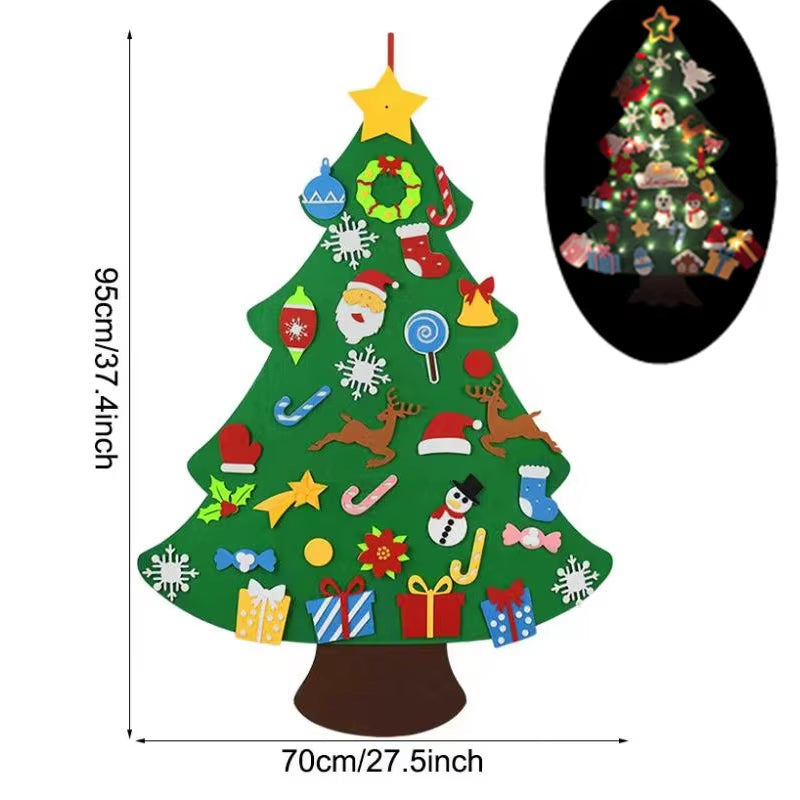 DIY Felt Christmas Tree Merry Christmas Decorations for Home 2024 New Year Xmas Tree Toddlers Busy Board Kids Montessori Toys