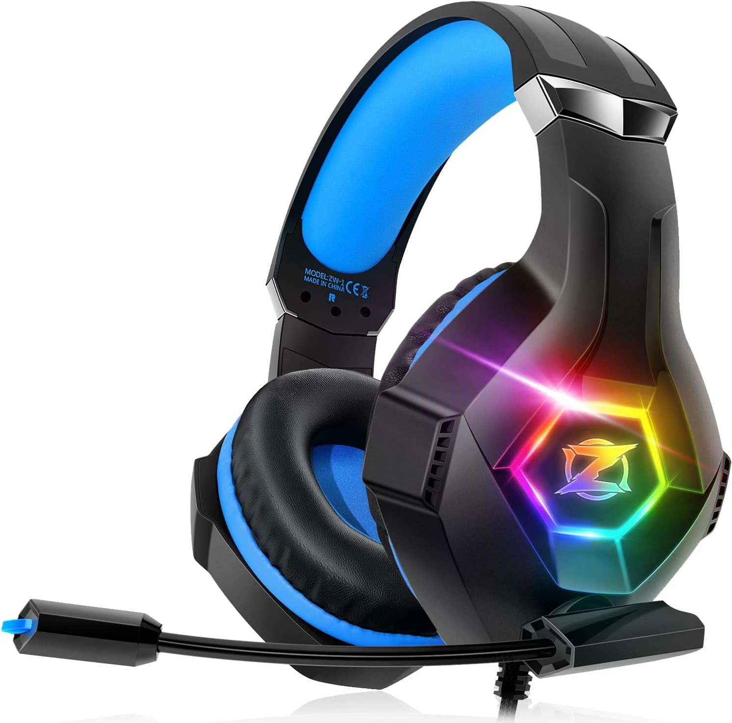 Gaming Headset for PC, Ps4, Ps5, Xbox Headset with 7.1 Surround Sound, Gaming Headphones with Noise Cancelling Mic RGB Light over Ear Headphones for Xbox Series X/S, Switch