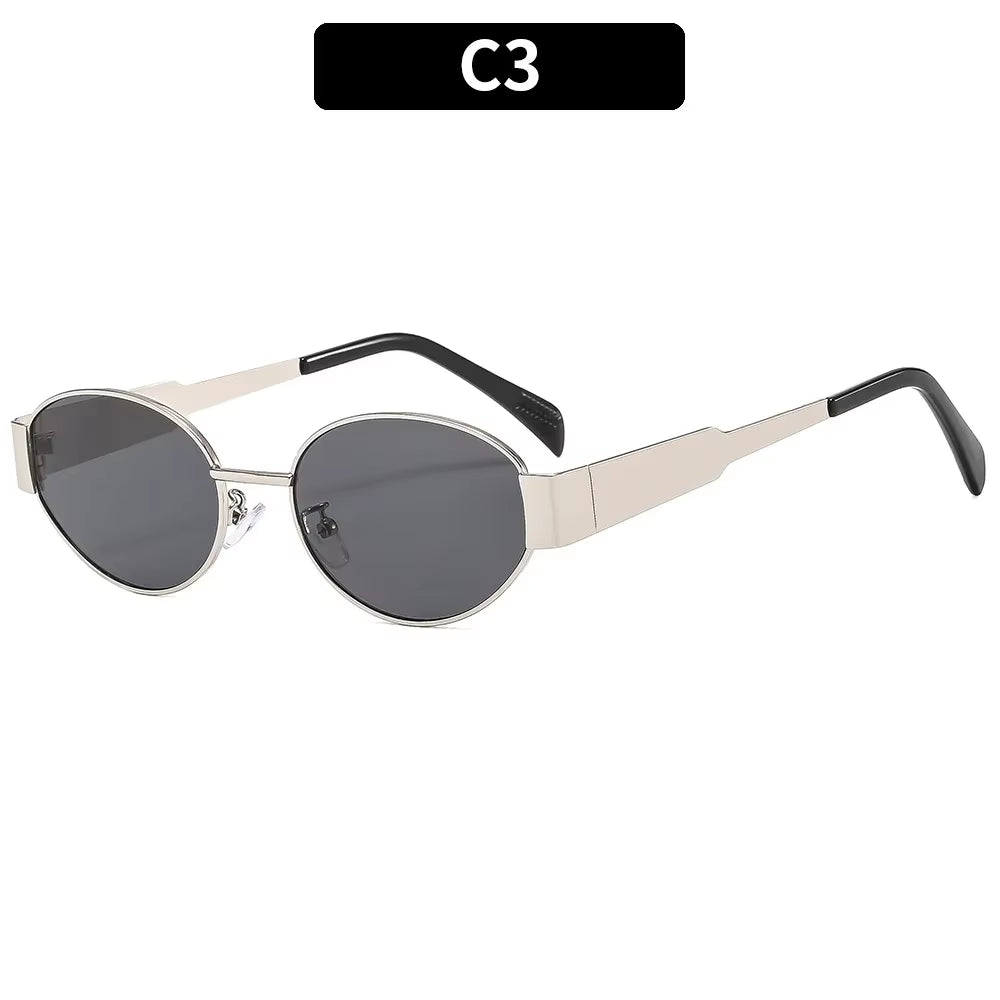 Metal Frame Oval Sunglasses Women Fashion Simple Eyewear Women High Quality Retro 2024 Glasses Female Gafas De Sol Mujer