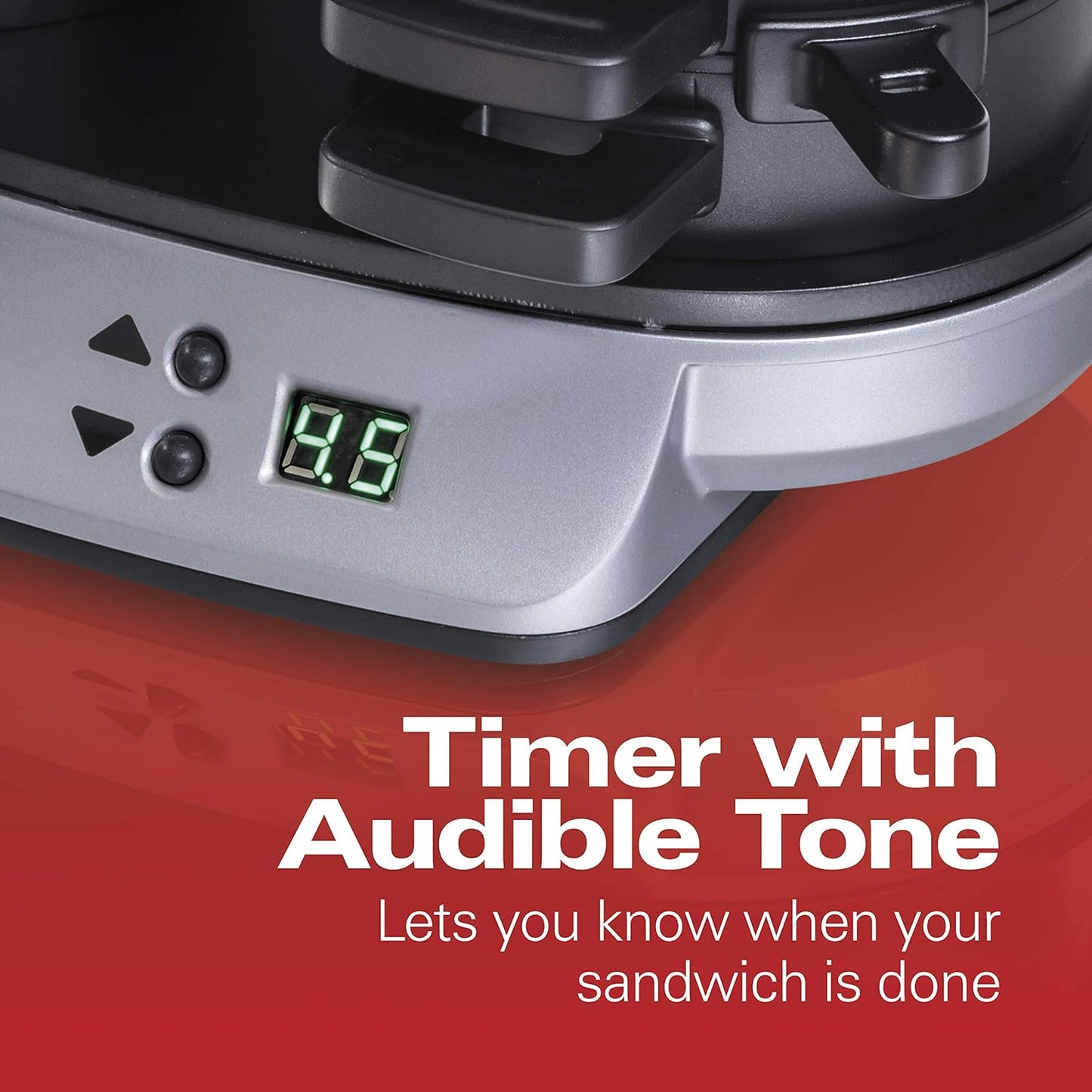 Dual Breakfast Sandwich Maker with Timer, Silver (25490A)