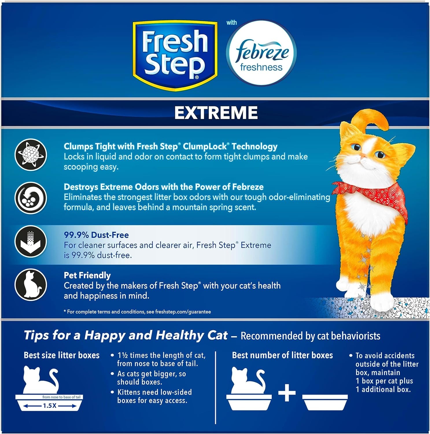 Extreme Clumping Litter with Febreze Freshness, Mountain Spring Scent Clumping Cat Litter with Guaranteed Odor Control, 14 Lb. Box