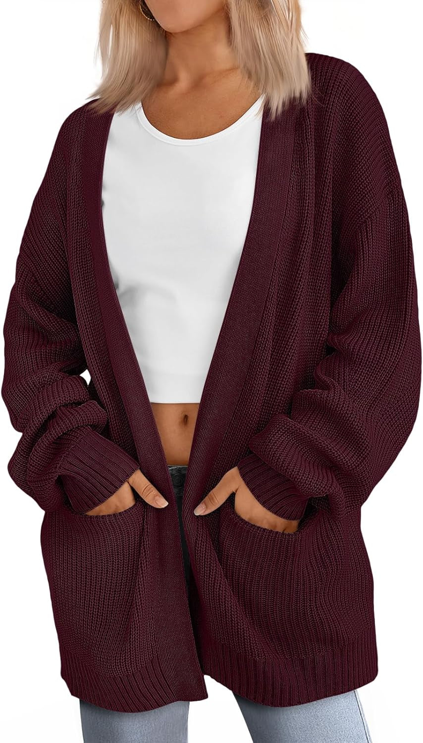 Womens Oversized Cardigans Soft Knit Cardigan Sweater with Pockets