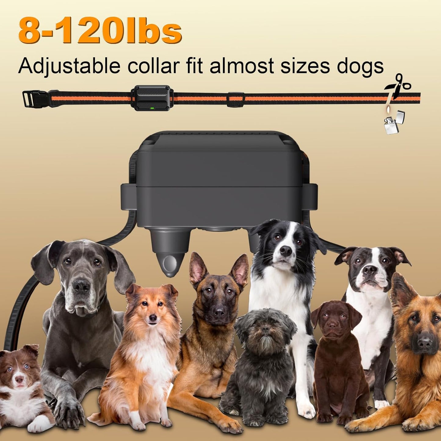 Dog Shock Collar 3300FT 4 Channels  with Remote for 8-120Lbs Small Medium Large Dogs,Waterproof Rechargeable E-Collar with Beep,Vibration,Shock,Safe Lock (Orange)