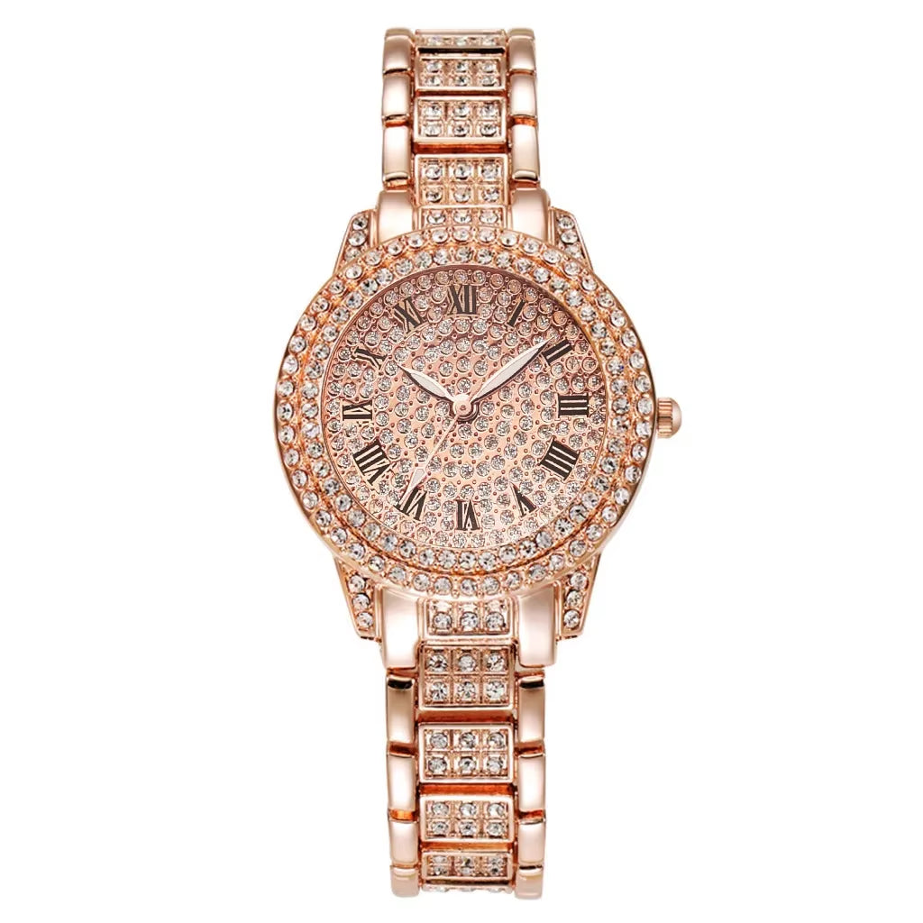 Hot Fashion Women Luxury Diamond Watches Bracelet Ladies Quartz Watch Rose Gold Womens Wristwatch Shiny Crystal Reloj Mujer